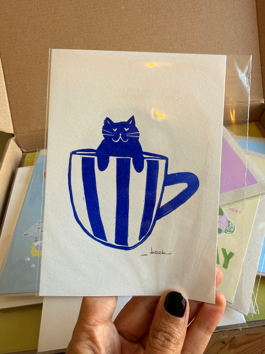 Linogravure 'Ca(t)ppucino'