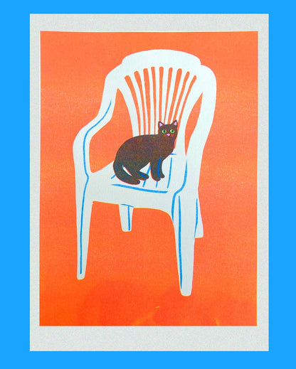 Impression Chat sur une chaise A4