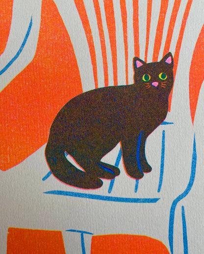 Impression Chat sur une chaise A4