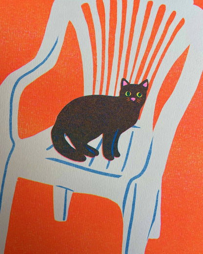 Impression Chat sur une chaise A4
